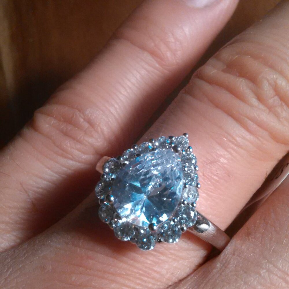 Simulated Diamond Sterling Silver Ring (Size 8)